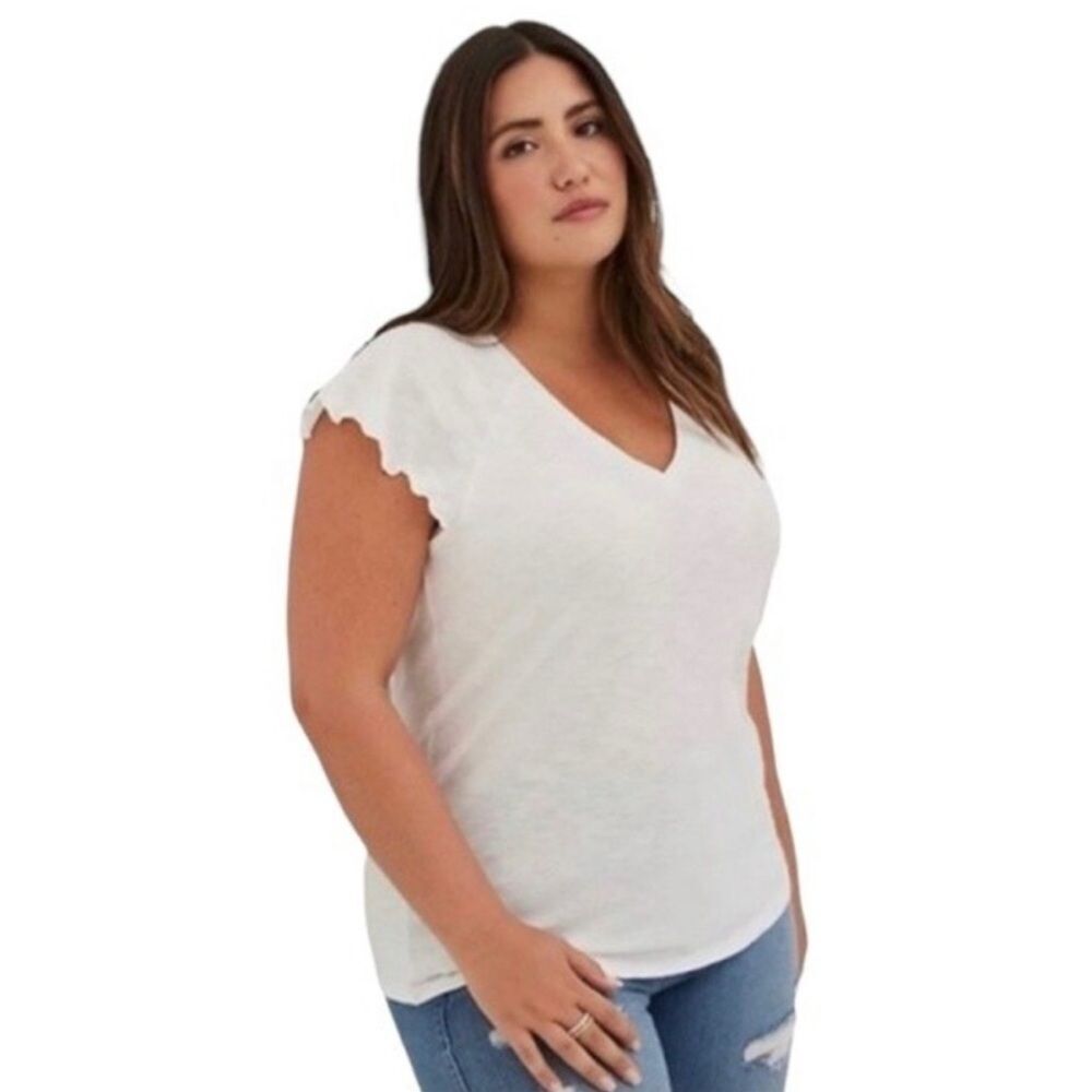 Torrid Slim Fit Flutter Sleeve V-Neck Short Sleeve Tee - Size 3X